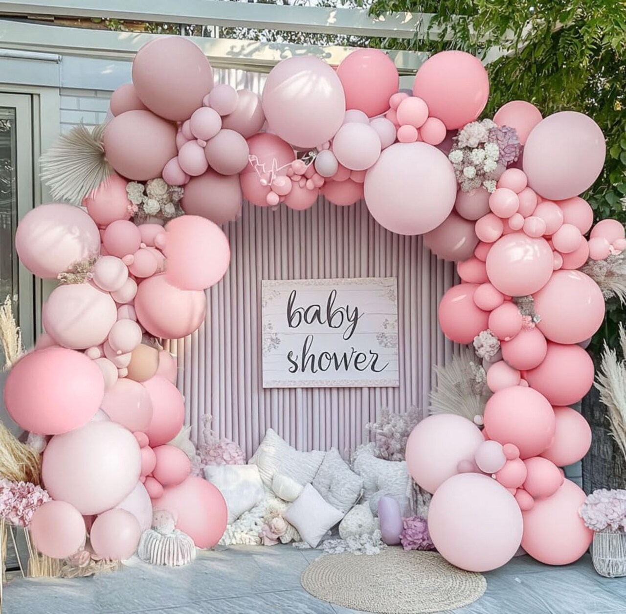 Pink Balloon Garland - Light Pink Balloons Double Stuffed Pastel Pink Balloon Arch Kit Different Sizes Baby Pink Latex Balloons for Birthday Baby Shower Wedding Princess Party Decoration